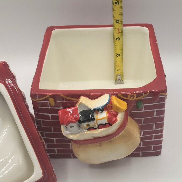 Vtg Santa Down the Chimney Cookie or Candy Jar Ceramic Jackson & Perkins Holiday - Picture 9 of 11